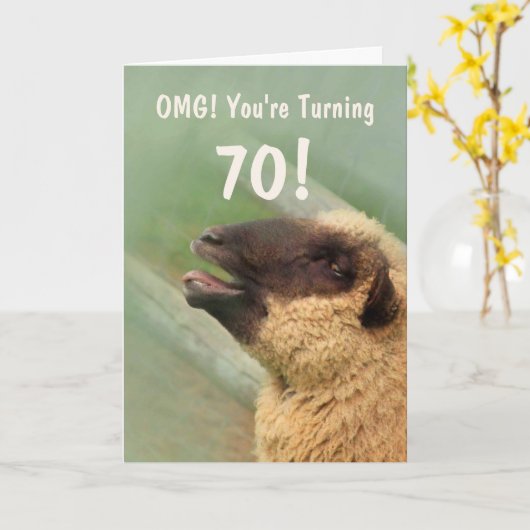 羊のジョーク70誕生日 カード (黄色い花)