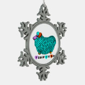 羊のターコイズラムおもしろいの年 スノーフレークピューターオーナメント (左)