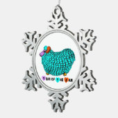 羊のターコイズラムおもしろいの年 スノーフレークピューターオーナメント (右)