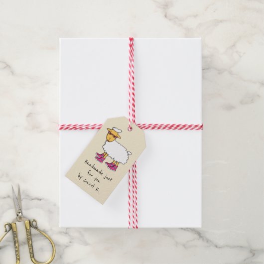 羊のテーマ編み機ギフトラベル ギフトタグ (より糸付き)