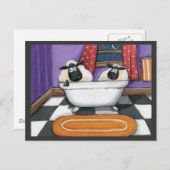 羊のディップ |風呂の中の羊のイラストレーション ポストカード (正面/裏面)