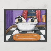 羊のディップ |風呂の中の羊のイラストレーション ポストカード (正面)
