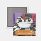 羊のディップ | Sheep Taking a Bathイラストレーション マグネット (正面/裏面)