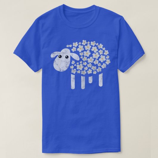 羊のデイジーかわいい花農家ファームアニマルディスト Tシャツ (デザイン正面)