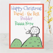 羊のデザインでビルダーへのクリスマスカード カード (黄色い花)