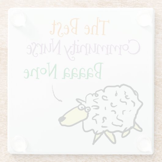 羊のデザインのコミュニティナースガラスコースター ガラスコースター (裏面)