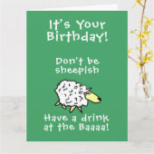 羊のデザイン漫画カード カード (黄色い花)