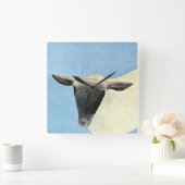 羊のデザイン スクエア壁時計 (ホーム)