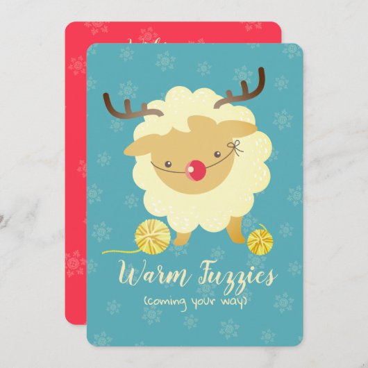 羊のトナカイの編み物クロシェットクリスマスカード シーズンカード (正面/裏面)