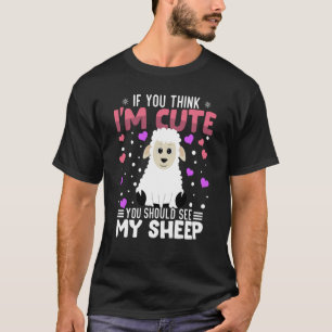 羊のハートバレンタインデー動物のための女性の子供 Tシャツ