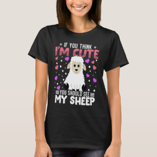羊のハートバレンタインデー動物のための女性の子供 Tシャツ