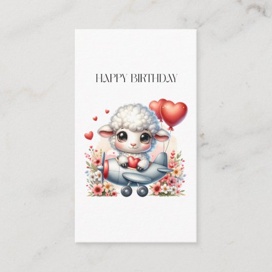 羊のパイロット 誕生日 エンクロージャーカード (正面)