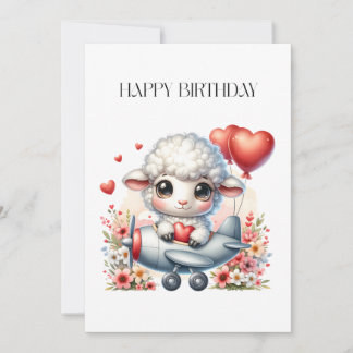 羊のパイロット 誕生日 カード