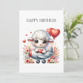 羊のパイロット 誕生日 カード (スタンド正面)