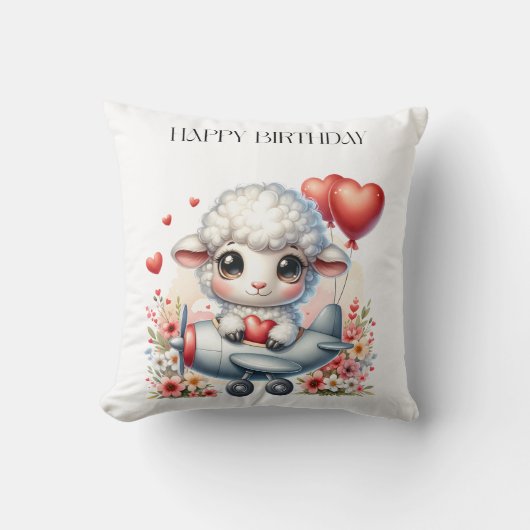羊のパイロット 誕生日 クッション (正面)