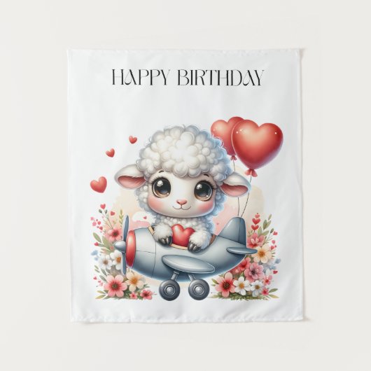 羊のパイロット 誕生日 タペストリー (正面)