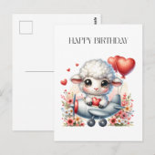 羊のパイロット 誕生日 ポストカード (正面/裏面)