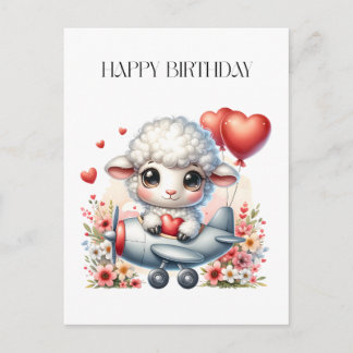 羊のパイロット 誕生日 ポストカード