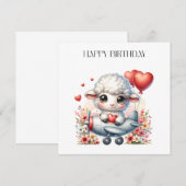 羊のパイロット 誕生日 招待状 (正面/裏面)