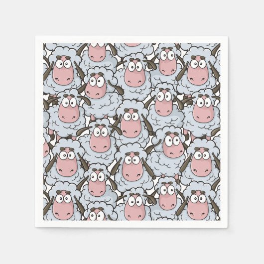 羊のパターン スタンダードカクテルナプキン (正面)