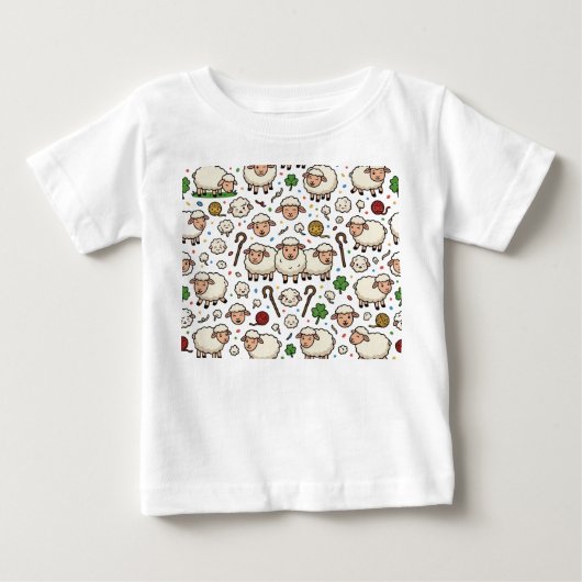 羊のパターン ベビーTシャツ (正面)