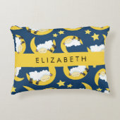 羊のパターン,眠っている羊,月,あなたの名前 アクセントクッション (正面)