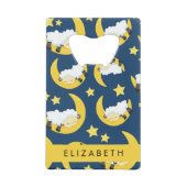 羊のパターン,眠っている羊,月,あなたの名前 クレジットカード栓抜き (正面)