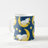 羊のパターン,眠っている羊,月,あなたの名前 コーヒーマグカップ (正面左)