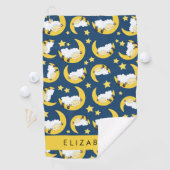 羊のパターン,眠っている羊,月,あなたの名前 ゴルフタオル (インサイチュ)