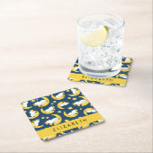 羊のパターン,眠っている羊,月,あなたの名前 スクエアペーパーコースター (インサイチュ)