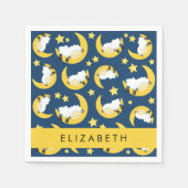 羊のパターン,眠っている羊,月,あなたの名前 スタンダードカクテルナプキン (正面)