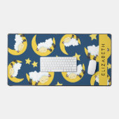 羊のパターン,眠っている羊,月,あなたの名前 デスクマット (キーボード&マウス)