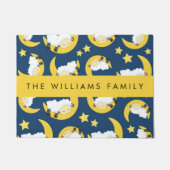 羊のパターン,眠っている羊,月,あなたの名前 ドアマット (正面)