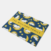 羊のパターン,眠っている羊,月,あなたの名前 ドアマット (アングル)