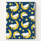 羊のパターン,眠っている羊,月,あなたの名前 ノートブック (裏面)