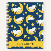 羊のパターン,眠っている羊,月,あなたの名前 ノートブック (正面)