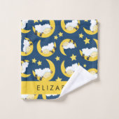 羊のパターン，眠っている羊，月，あなたの名前 バスタオルセット (ウォッシュタオル)