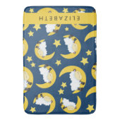 羊のパターン,眠っている羊,月,あなたの名前 バスマット (正面縦)