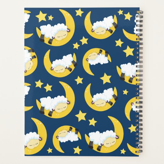 羊のパターン,眠っている羊,月,あなたの名前 プランナー手帳 (裏面)