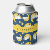 羊のパターン，眠っている羊，月，あなたの名前 缶クーラー (缶裏面)
