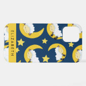 羊のパターン,眠っている羊,月,あなたの名前 iPhoneケース (裏面横)