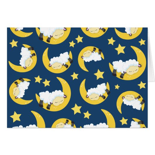 羊のパターン，眠っている羊，月，星 (正面横)