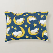 羊のパターン,眠っている羊,月,星 アクセントクッション (正面)