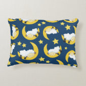 羊のパターン,眠っている羊,月,星 アクセントクッション (裏面)