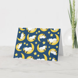 羊のパターン,眠っている羊,月,星 カード