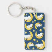 羊のパターン,眠っている羊,月,星 キーホルダー (正面)