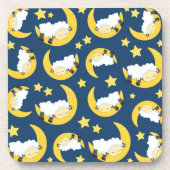 羊のパターン，眠っている羊，月，星 コースター (正面)