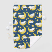 羊のパターン，眠っている羊，月，星 ゴルフタオル (インサイチュ)