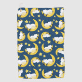 羊のパターン，眠っている羊，月，星 ゴルフタオル (正面)