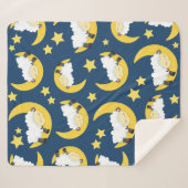 羊のパターン，眠っている羊，月，星 シェルパブランケット (正面(横))